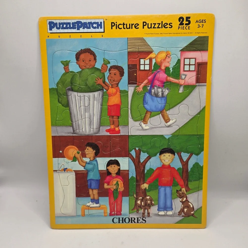 PuzzlePatch Picture Puzzles Kids Multicolor Gardening Chores 1993 Vintage 2 Pack